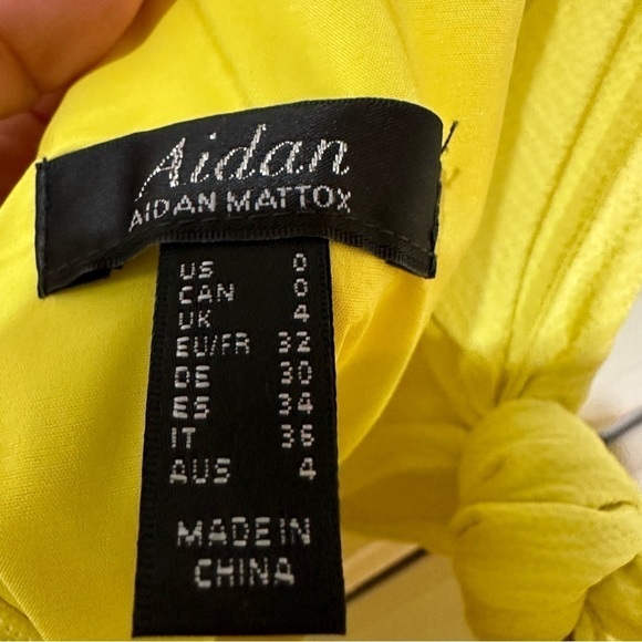 Aidan Mattox Tie-Front Midi Dress in yellow size 0 - Picture 8 of 10